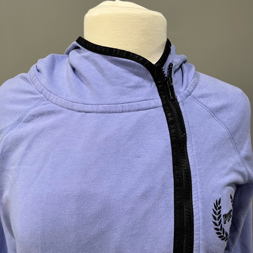 Victoria’s Secret PINK Asymmetrical‎ Full Zip Jacket Hoodie Lavender - Picture 2 of 9